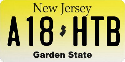 NJ license plate A18HTB