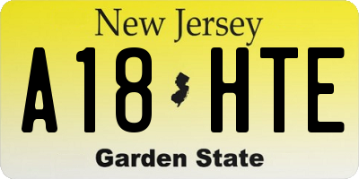NJ license plate A18HTE