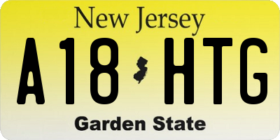 NJ license plate A18HTG