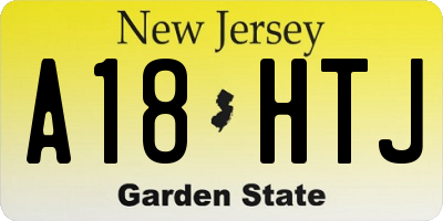NJ license plate A18HTJ