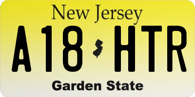 NJ license plate A18HTR