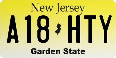 NJ license plate A18HTY