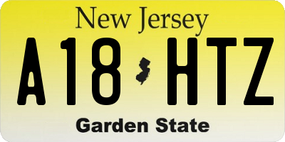NJ license plate A18HTZ