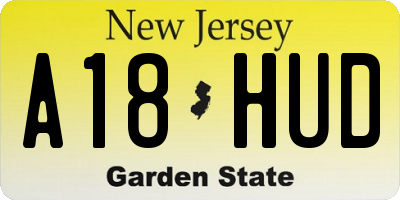 NJ license plate A18HUD