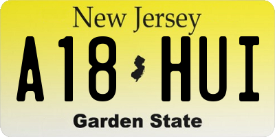 NJ license plate A18HUI