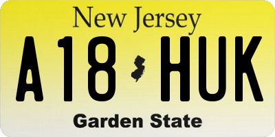 NJ license plate A18HUK