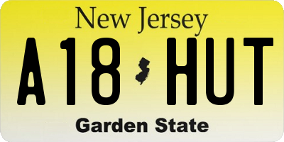 NJ license plate A18HUT
