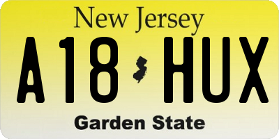 NJ license plate A18HUX