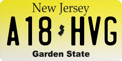 NJ license plate A18HVG