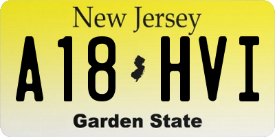 NJ license plate A18HVI