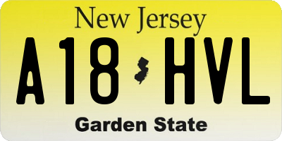 NJ license plate A18HVL