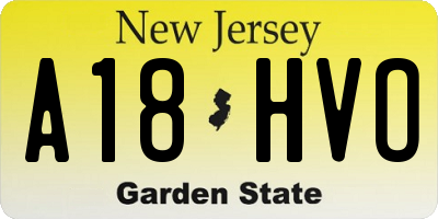 NJ license plate A18HVO