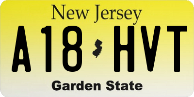 NJ license plate A18HVT