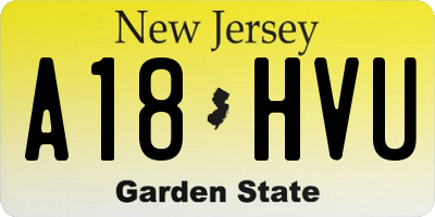 NJ license plate A18HVU