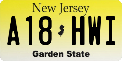 NJ license plate A18HWI
