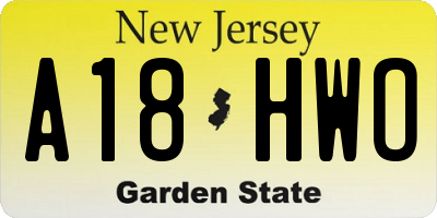NJ license plate A18HWO