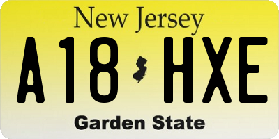 NJ license plate A18HXE