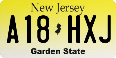 NJ license plate A18HXJ