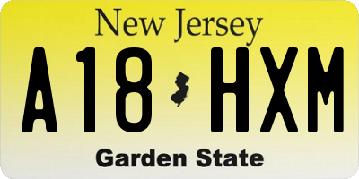 NJ license plate A18HXM