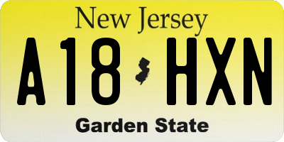 NJ license plate A18HXN