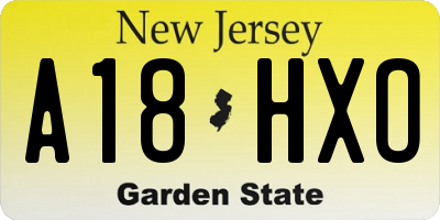 NJ license plate A18HXO
