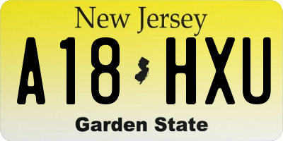 NJ license plate A18HXU