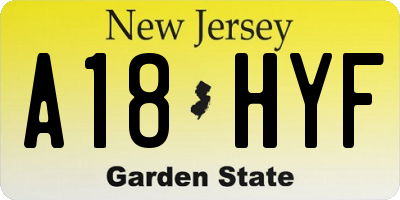 NJ license plate A18HYF