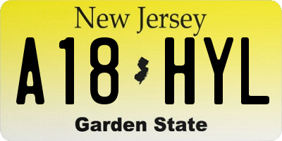 NJ license plate A18HYL