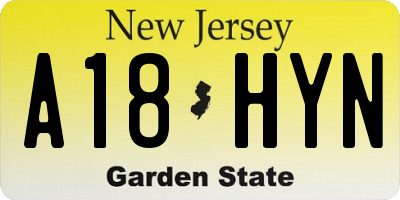 NJ license plate A18HYN