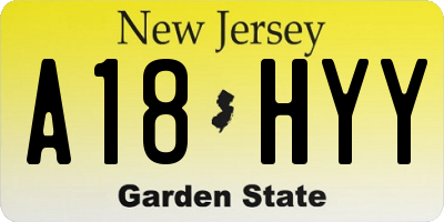NJ license plate A18HYY