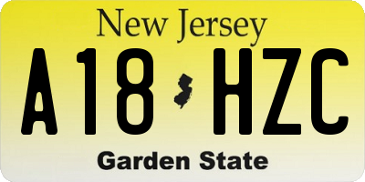 NJ license plate A18HZC
