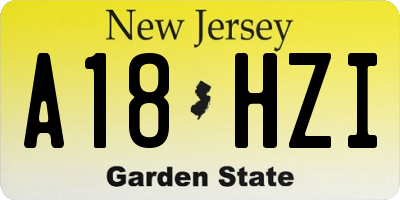 NJ license plate A18HZI