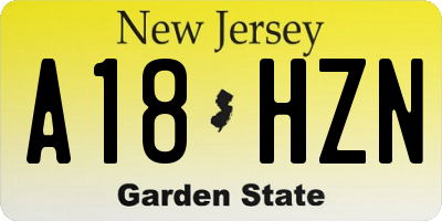 NJ license plate A18HZN