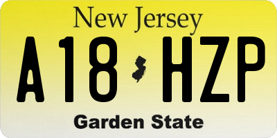 NJ license plate A18HZP