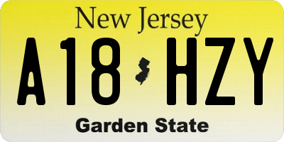 NJ license plate A18HZY