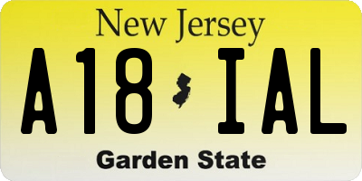 NJ license plate A18IAL