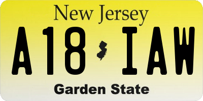 NJ license plate A18IAW