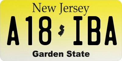 NJ license plate A18IBA