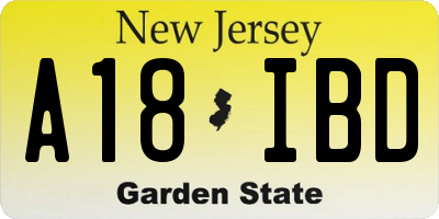 NJ license plate A18IBD
