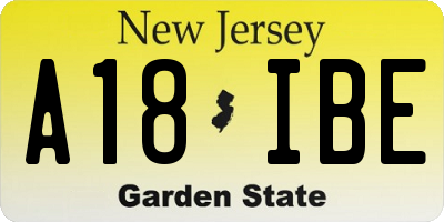 NJ license plate A18IBE