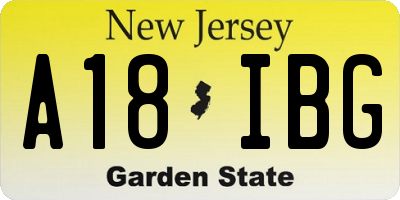 NJ license plate A18IBG