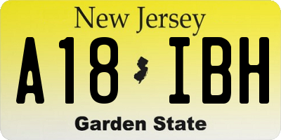 NJ license plate A18IBH