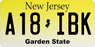 NJ license plate A18IBK
