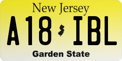 NJ license plate A18IBL