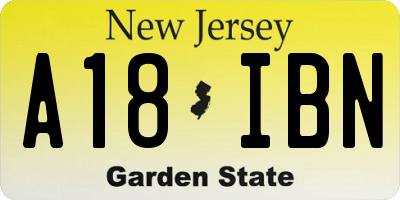 NJ license plate A18IBN
