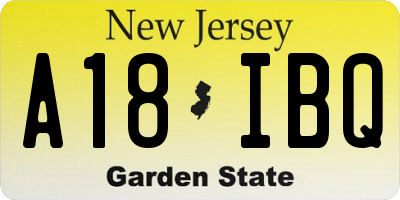 NJ license plate A18IBQ