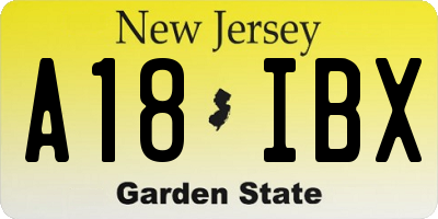 NJ license plate A18IBX
