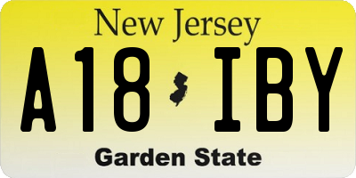 NJ license plate A18IBY
