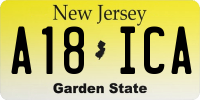 NJ license plate A18ICA