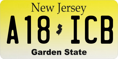 NJ license plate A18ICB